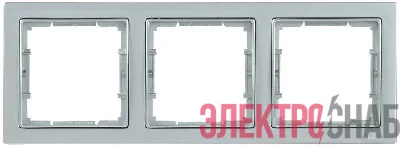 Рамка 3-м BOLERO Q1 РУ-3-БС квадрат. серебр. IEK EMB32-K23-Q1