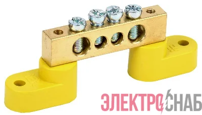 Шина PE "земля" ШНИ-8х12-4-У2-Ж на двух угловых изоляторах IEK YNN10-812-4C2-K05