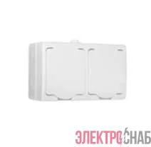 Блок розеток 2-м ОП с заземл. IP54 Аллегро защ. шторки с крышкой бел. UNIVersal 5562951