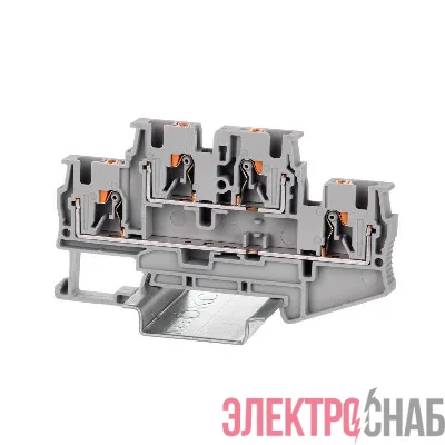 Клемма двухуровневая зажим push-in 4 точки подключения 4кв.мм сер. DKC VPRTT-4-GY