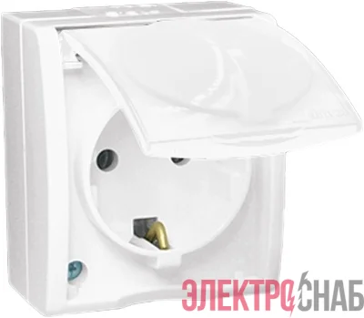 Розетка 1-м ОП Simon15 16А IP54 250В с заземл. с крышкой винт. клеммы бел. Simon 1594445-030