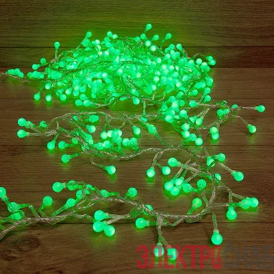 Гирлянда светодиодная "Мишура LED" 3м 288LED зел. 18Вт 220-240В IP20 провод ПВХ прозр. Neon-Night 303-604