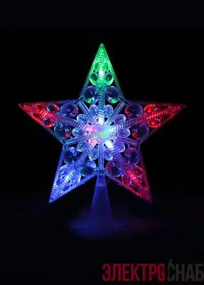 Фигурка "Макушка на елку "Звезда" 10 мигающих светодиодов шнур 2м IP20 Космос KOC_STAR10LED_RGB