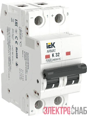 Выключатель автоматический модульный 2п K 32А M06N-DC ARMAT IEK AR-M06N-2-K032DC