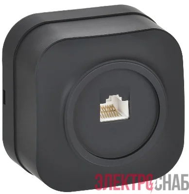 Розетка компьютерная ОП RJ45 кат.5E GLORY РК10-ХЧм черн. матов. IEK EKH10-K02M