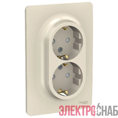 Розетка 2-м UNICA NEW защ. шторки с заземл. винт. зажим. беж. SchE NU206744