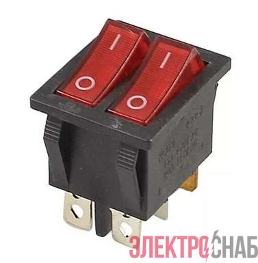 Выключатель клавишный 2-м 250В 15А (6с) ON-OFF красн. с подсветкой (RWB-511 SC-797) Rexant 36-2410
