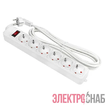 Удлинитель с сетевым фильтром 6х5м с заземл. 16А IP20 Блокбастер XL 3.2кВт ПВС 3х1 с выкл. PROxima EKF UFA16-310-6-05