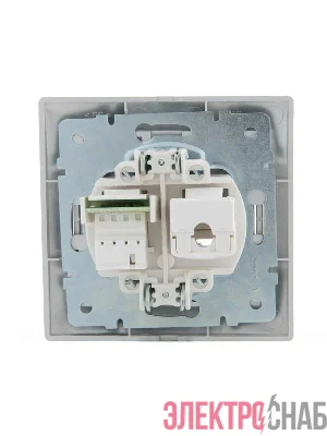 Розетка компьютерная + телефонная 2-м СП Mira RJ45 + RJ11 сер. метал. LEZARD 701-1010-143