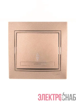 Переключатель проходной 1-кл. СП Mira 10А со вставкой свет. корич. перламутр. LEZARD 701-3131-105