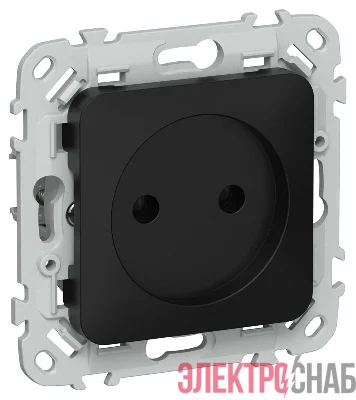 Розетка СП FLITE РС01-1-ФлЧ 10А без заземл. без защ. шторок безвинтовое крепление механизм черн. IEK FI-R10-10-1-K02
