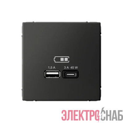Розетка USB ArtGallery тип A+C 45Вт QC PD высокоскор. ЗУ механизм базальт SE GAL001429
