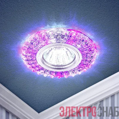 Светильник светодиодный DK LD2 SL/WH+PU декор со светодиодной подсветкой (белый+фиолетовый) прозр. ЭРА Б0019198