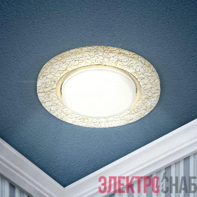 Светильник DK80 WH/GD под лампу Gx53 220В 13Вт бел./зол. 30/1320 ЭРА Б0019576