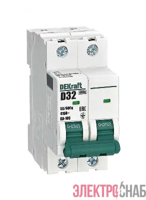 Выключатель автоматический модульный 2п D 32А 6кА ВА-103 DEKraft 12356DEK