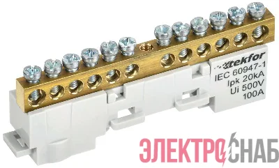 Шина L "фаза" неизол. на универс. держ. 6х9-12-Ср TEKFOR IEK TF-NN10-12-DL-K03