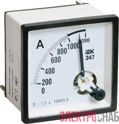 Амперметр Э47 72х72мм 1000/5А кл. точн. 1.5 IEK IPA10-6-1000-E