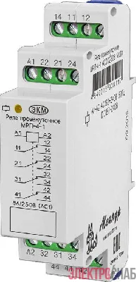 Реле промежуточное МРП-4-1 ACDC230В УХЛ4 4 переключ. контакта коммутируемый ток до 8А Меандр A8302-16938117