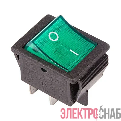 Выключатель клавишный 250В 16А (4с) ON-OFF с подсветкой зел. (RWB-502; SC-767; IRS-201-1) Rexant 36-2332