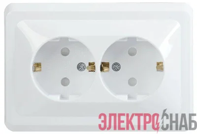 Розетка 2-м СП Вега РСш12-3-ВБ с заземл. контактом и защ. штор 16А бел. GENERICA ERV24-K01-16-DM