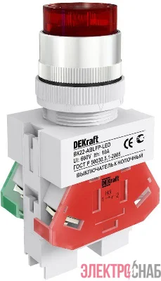 Выключатель кнопочный LED ABLFP ВК-22 d22мм 220В красн. DEKraft 25027DEK