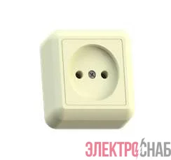 Розетка 1-м ОП Оптима РА10-375 10А IP20 без заземл. с монтаж. пластиной сл. кость Кунцево 8035