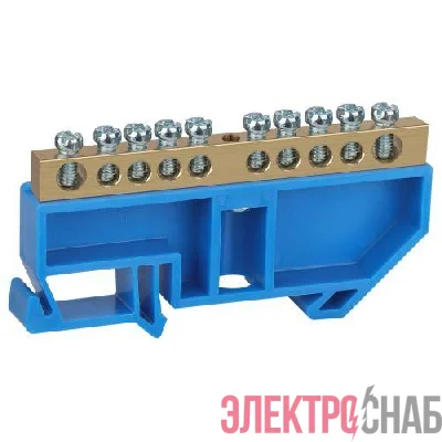Шина N &quot;ноль&quot; на DIN-изол. ШНИ-6х9-10-Д NO-222-46 син. ЭРА Б0033427