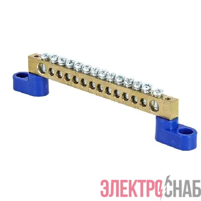 Шина нулевая N 6х9 14 отвер. латунь 2 син. угловых изолятора PROxima EKF sn0-63-14-2