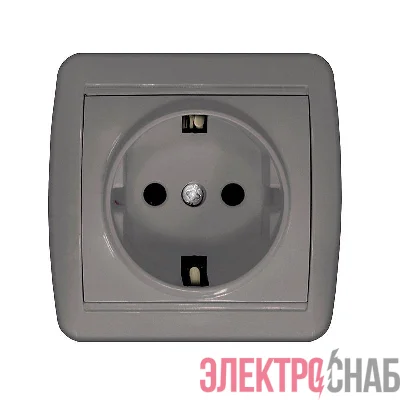 Розетка 1-м ОП Клио 16А IP44 с заземл. сер. UNIVersal К2228-Gr