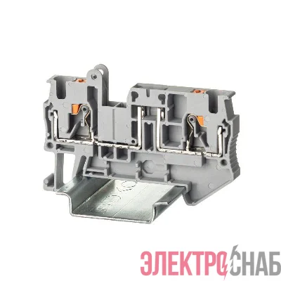 Клемма с размыкателем зажим push-in 2 точки подключения 4кв.мм сер. DKC VPR-4-TG