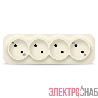 Розетка 4-м ОП 10А IP20 без заземл. сл. кость IONICH 1451