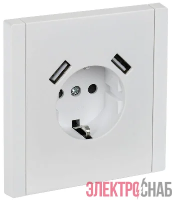 Розетка FORTE&PIANO 16А USB A+A 3.1А FP245 с заземл. защ.шторки винт. крепл. бел. IEK FP-R14-16-U21-D31-K01