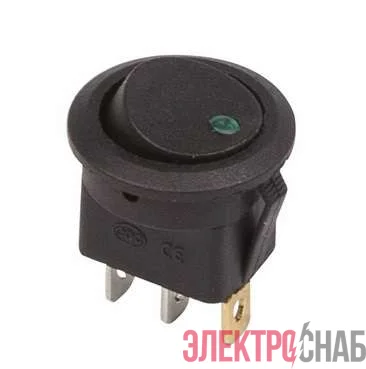 Выключатель клавишный круглый 12В 16А (3с) ON-OFF черн. с зел. подсветкой (RWB-215 MIRS-101Е-8С/D) Rexant 36-2583