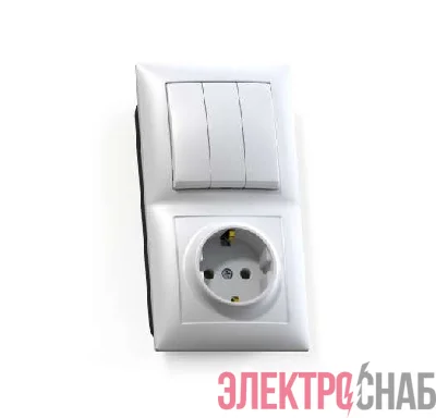 Блок СП БКВР-413 Селена (3-кл. выкл. + розетка с заземл.) бел. Кунцево 8209