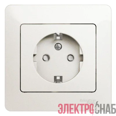 Розетка 1-м СП Glossa 16А IP20 с заземл. защ. шторки в сборе перламутр. SE GSL000644