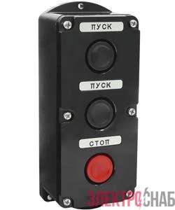 Пост управления ПКЕ 212-3 У3 10А 660В 3 элемента черн. и красн. цилиндр накладной IP40 Электротехник ET519070