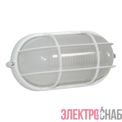 Светильник "Банник" 1402 НПП 03-60-022 1х60Вт E27 IP65 овал малый корпус с решеткой бел. Элетех 1005500939