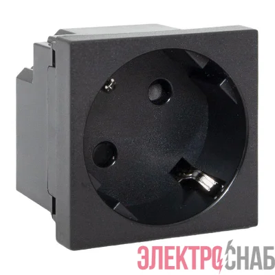 Розетка 45х45 45град. с заземл. быстрозажимные клеммы черн. матов. EKF E2MR16-028-30-45-SL