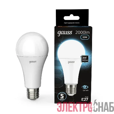 Лампа светодиодная Black 22Вт A70 грушевидная 4100К нейтр. бел. E27 2000лм GAUSS 102502222