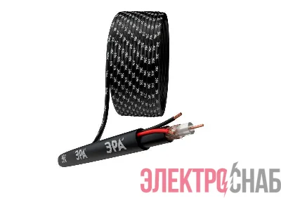 Кабель для аналогового видеонаблюдения K-0.5-PE КВК-П-2+2х0.5кв.мм 200м черн. Эра Б0052733