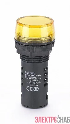 Лампа коммутационная ADDS ЛК-22 d22мм 220В AC/DC желт. LED DEKraft 25120DEK