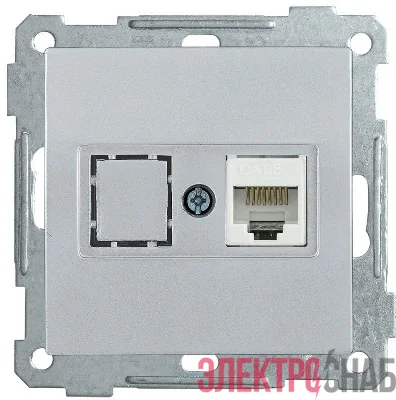 Розетка компьютерная СП Bolero РК10-1-Б RJ45 кат.5E механизм серебр. IEK EKB15-01-K23