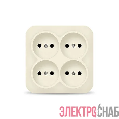 Розетка 4-м ОП 10А IP20 квадрат. без заземл. сл. кость IONICH 1453
