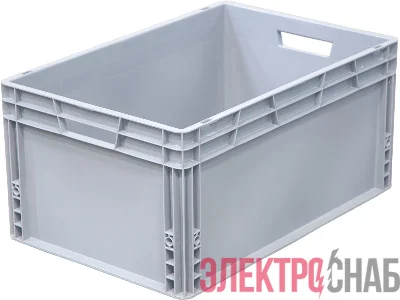 Ящик п/э 600х400х280 сплошной, усиленное дно, цв. серый SPK 6028 SPK 6028