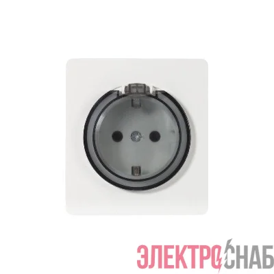 Розетка 1-м СП ROUND MIELE 16А с заземл. защ. шторки и крышкой перламутр Kranz KR-78-0702-1