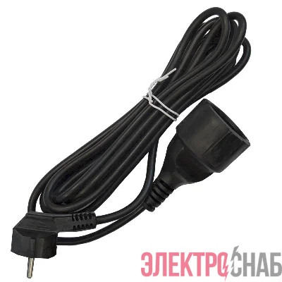 Удлинитель-шнур 1х3м с заземл. 16А IP20 ПВС 3х1 черн. DOMTOK 2342
