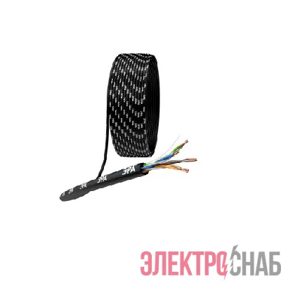Кабель витая пара U/UTP кат.5E 4х2х24AWG solid CU PE Outdoor черн. (м) U-4-PE Эра Б0044431