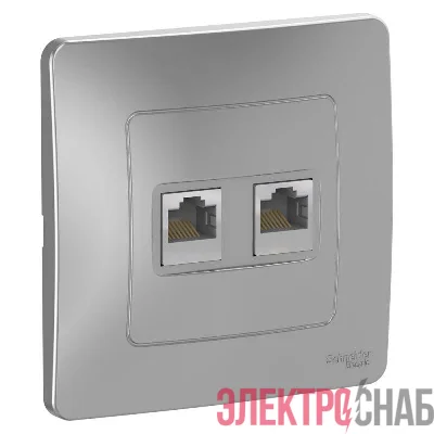 Розетка компьютерная 2-м СП Blanca RJ45 кат.5E алюм. SE BLNIS045453