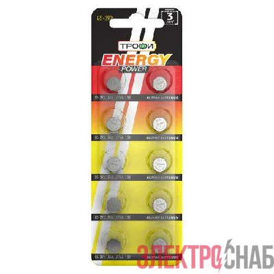 Элемент питания алкалиновый "таблетка" LR754/LR48/G5/393) (блист.10шт) Трофи C0035053