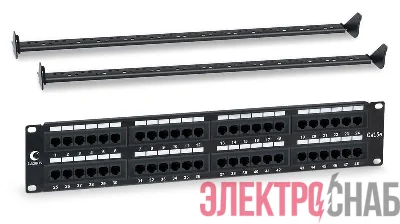 Патч-панель 19дюйм 2U 48 портов RJ45 кат.5E Dual IDC PL-48-Cat.5e-Dual IDC с задн. кабельным организатором Cabeus 7001c
